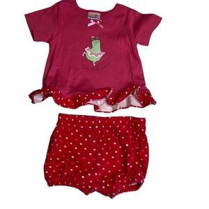 Carter’s Girl Baby 9-12M Pink Polka Dot Pear Twirl Two Piece Set